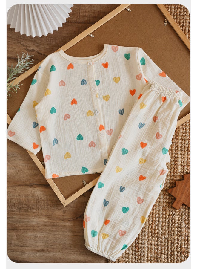 New Children's Homewear Set Pure Cotton Gauze Baby Pajamas Breathable Category A Infant Air Conditioning Suit Two-piece Set
