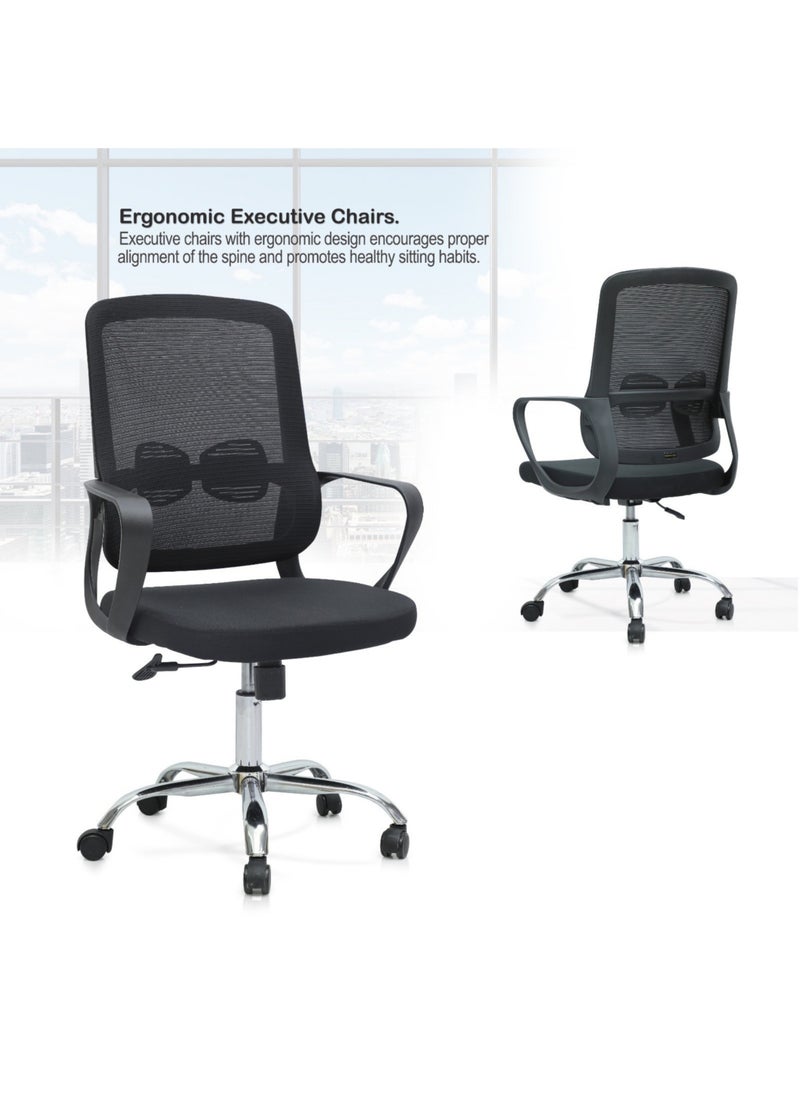 KARNAK Modern Design Mesh Office Desk Chair With Handrest And - Black  - Image 2