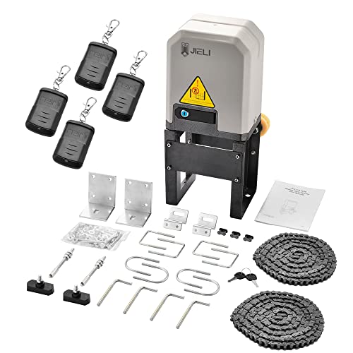 JIELI JY7 Automatic Sliding Gate Opener with 4 Remote Controls, Gate Operator Hardware Kit for Sliding Gate up to 1400 Pounds,Electric Rolling Driveway Slide Gate Motor - Image 1