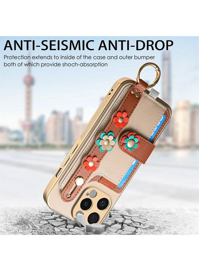 Zaboon Case For iPhone 11 Stereoscopic Flowers Wristband Card Bag Phone Case - Image 4