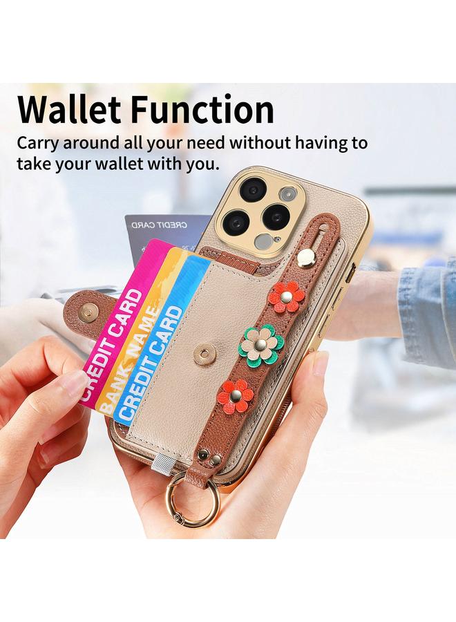 Zaboon Case For iPhone 11 Stereoscopic Flowers Wristband Card Bag Phone Case - Image 5