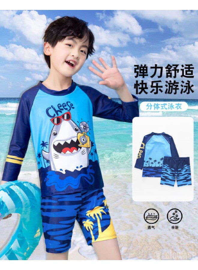 Bumblebee boys' Long Sleeve Swimsuit Set - Separated Rash Guard & Swim Trunks For Kids - Image 1