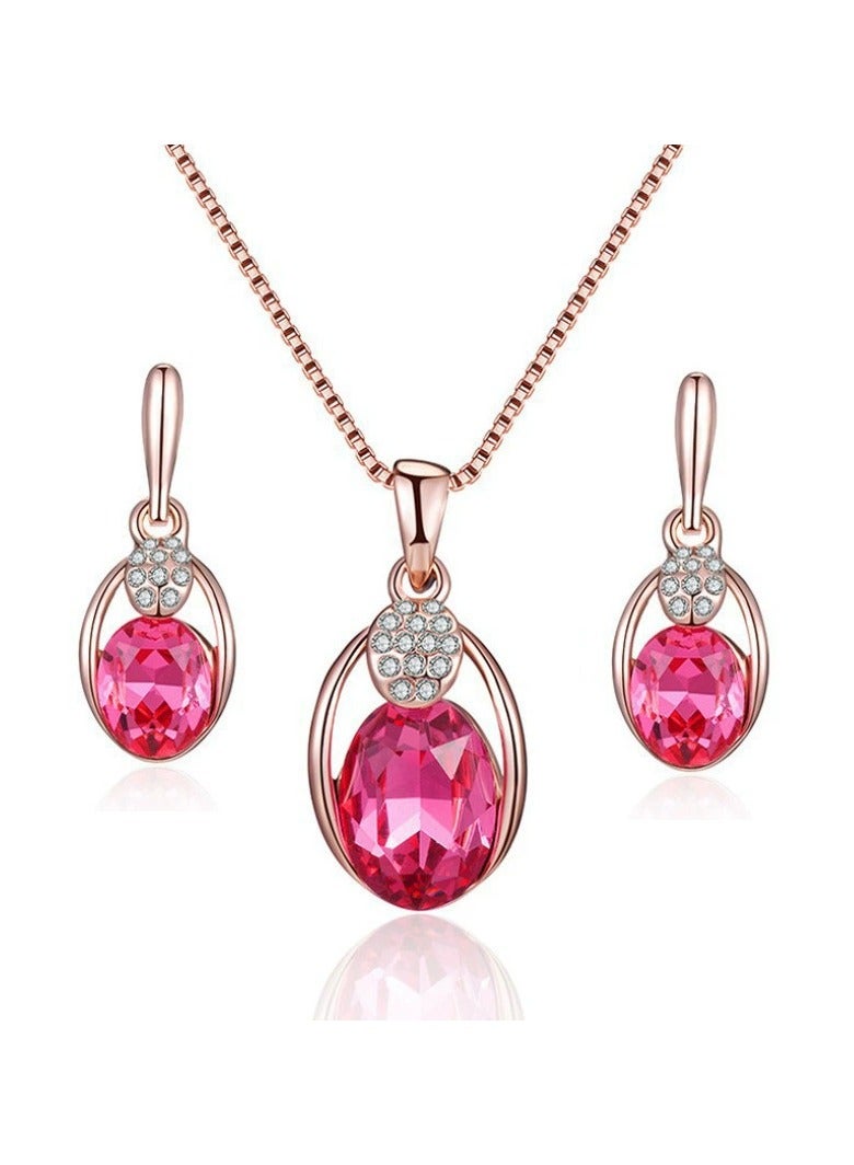 Goolsky Sparkling Pink Zirconia Jewelry Set for Women – Dainty Necklace & Earrings Gift for Her, Pink Zirconia Dainty Design S925 Silver Anti-Tarnish, Valentine’s Day Eid Birthdays Gifting - Image 1
