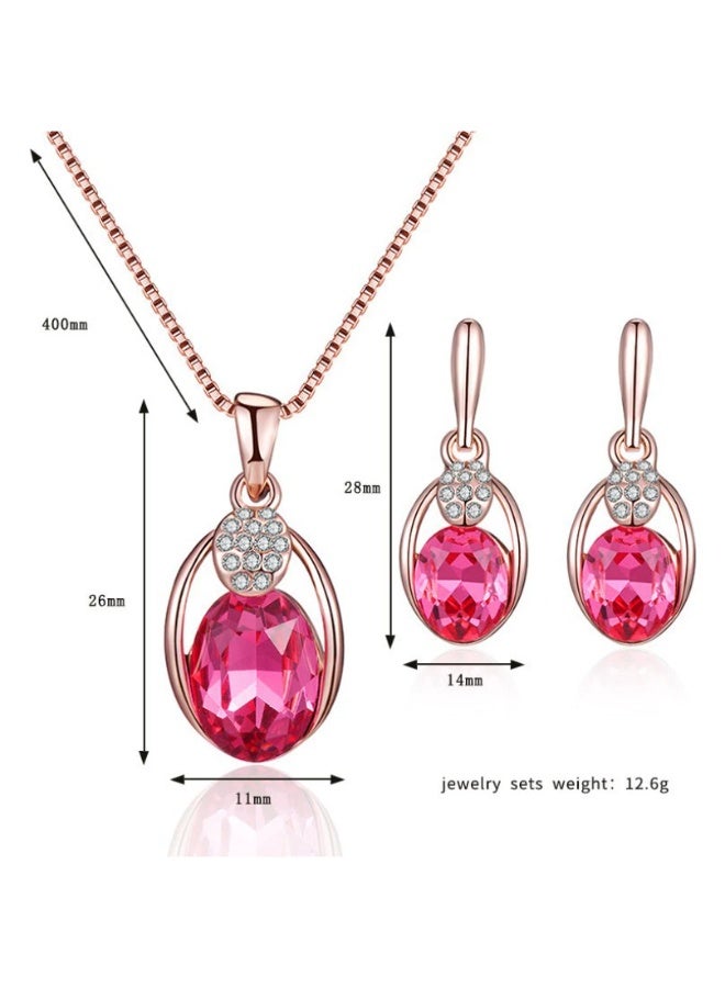 Goolsky Sparkling Pink Zirconia Jewelry Set for Women – Dainty Necklace & Earrings Gift for Her, Pink Zirconia Dainty Design S925 Silver Anti-Tarnish, Valentine’s Day Eid Birthdays Gifting - Image 4