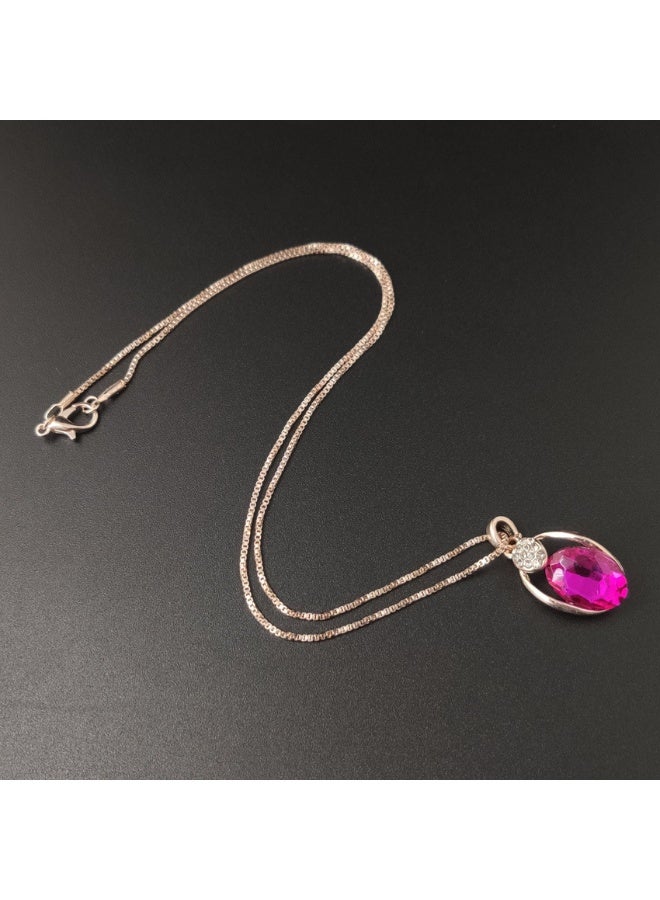 Goolsky Sparkling Pink Zirconia Jewelry Set for Women – Dainty Necklace & Earrings Gift for Her, Pink Zirconia Dainty Design S925 Silver Anti-Tarnish, Valentine’s Day Eid Birthdays Gifting - Image 2