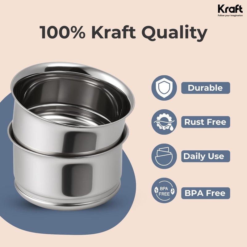 Kraft Premium Stainless Steel Bowl Set of 6-250 ml | Nesting Serving & Storage Bowls for Snacks | Mirror Finish Heavy Gauge Vati | Food Grade katori for Ice Cream, Dessert | BPA Free, Rust-Proof - Image 5