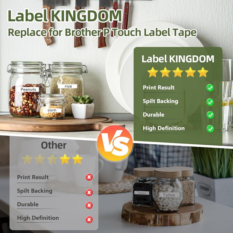 لايبل كينجدوم ملصقات بديلة متوافقة لشريط ملصقات Brother P-Touch Tze-231 Tz231 مقاس 12 مم و0.47 بوصة، أشرطة Tz مغلفة باللون الأسود على الأبيض، متوافقة مع صانع ملصقات Ptouch Ptd210 Pth110 Ptd400، عبوة من قطعتين - Image 5