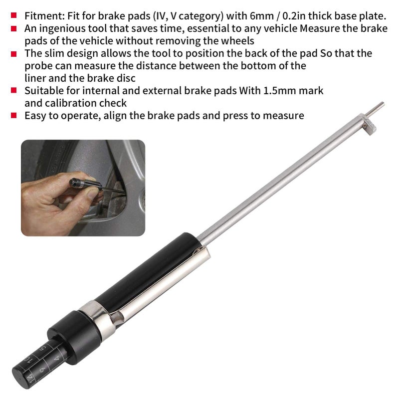 Brake Pad Thickness Gauge 1.5mm Marking Car Brake Tester Measuring Tool 6mm Base Plate - Image 3