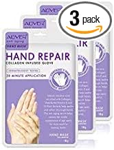 HUALIJIA 3 Pairs Hands Mask Moisturizing Gloves Hand Skin Repair Renew Mask Infused Collagen Vitamins Natural Plant Extracts for Dry Aging Cracked Hands - Image 1