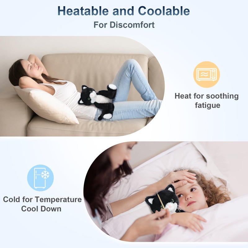 SuzziPals Heatable & Coolable Black and White Cat Stuffed Animal, Cat Heating Pad Microwavable for Soothing & Relaxation, Lavender Scented Tuxedo Cat Plush Toy for Stress Relief, Cat Toys for Kids - Image 3