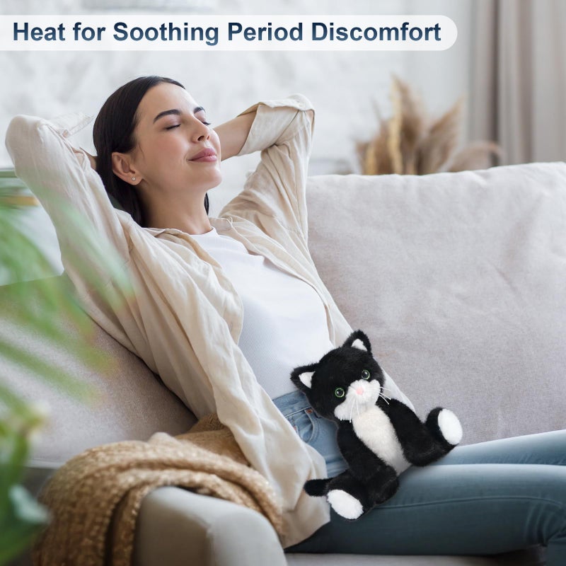 SuzziPals Heatable & Coolable Black and White Cat Stuffed Animal, Cat Heating Pad Microwavable for Soothing & Relaxation, Lavender Scented Tuxedo Cat Plush Toy for Stress Relief, Cat Toys for Kids - Image 4