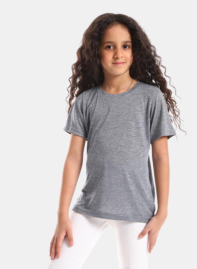 kady Round Neck Slip On Boys Cotton Tee - Heather Charcoal - Image 2