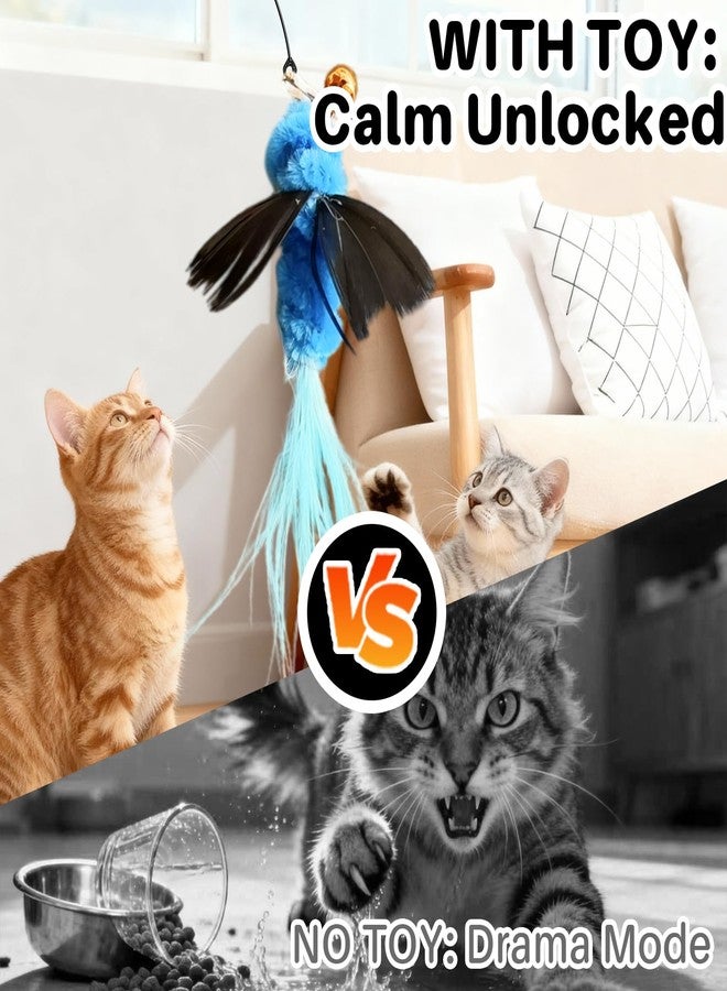Walfront Cat Wand Toy with Feather Insect Head, Interactive Indoor Cat Teaser Wand for Calming Play, Kittens and Adult Cats, Encourages Gentle Play and Relaxing Mood - Image 3