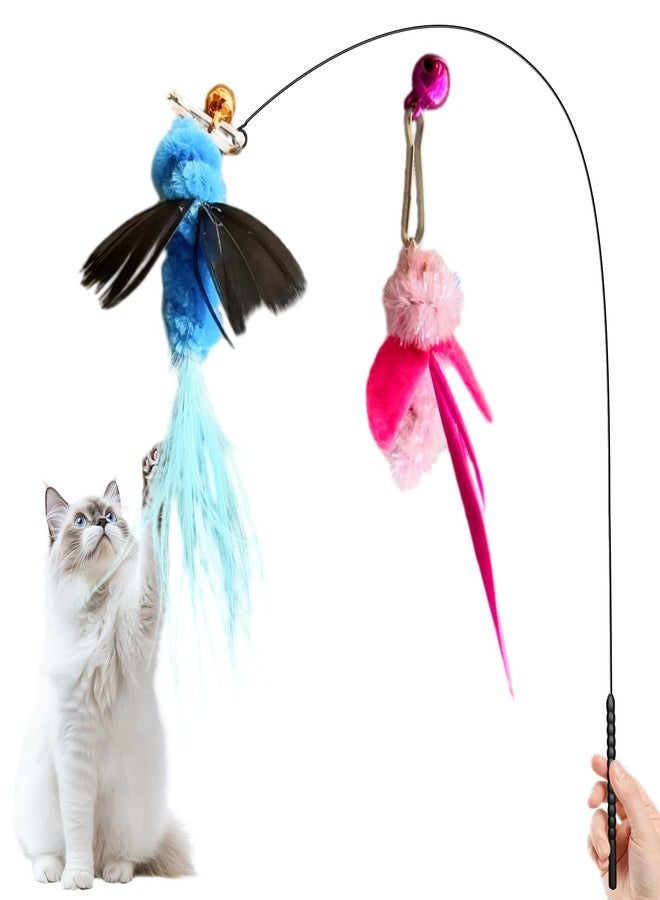Walfront Cat Wand Toy with Feather Insect Head, Interactive Indoor Cat Teaser Wand for Calming Play, Kittens and Adult Cats, Encourages Gentle Play and Relaxing Mood - Image 1