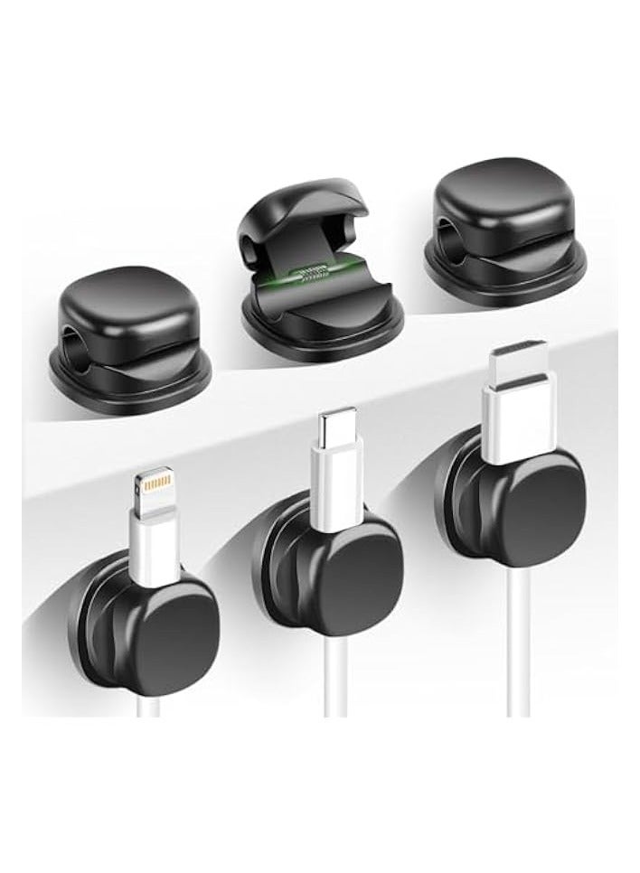 erorex 6 Pack Cord Organizer, Adhesive Spring Cable Holder Clips Phone Charger Cord Holder for Home and Office Wall Desktop Nightstand (Black) - Image 1