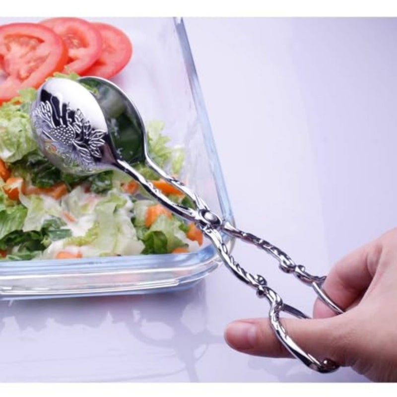 2-Piece Stainless Steel Buffet Salad Serving Utensil with Polished Silver Finish for Serving and Grilling 10 Inch - Image 2