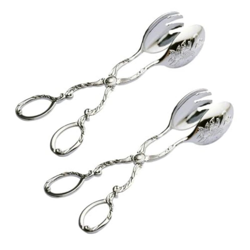 2-Piece Stainless Steel Buffet Salad Serving Utensil with Polished Silver Finish for Serving and Grilling 10 Inch - Image 1