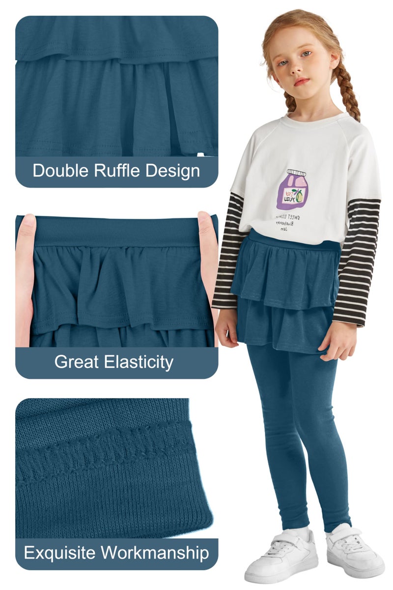 Resinta 2 Pack Girls Leggings Uniform Pants Legging with Skirts Stretch Warm Pant 4-14 Years - Image 4