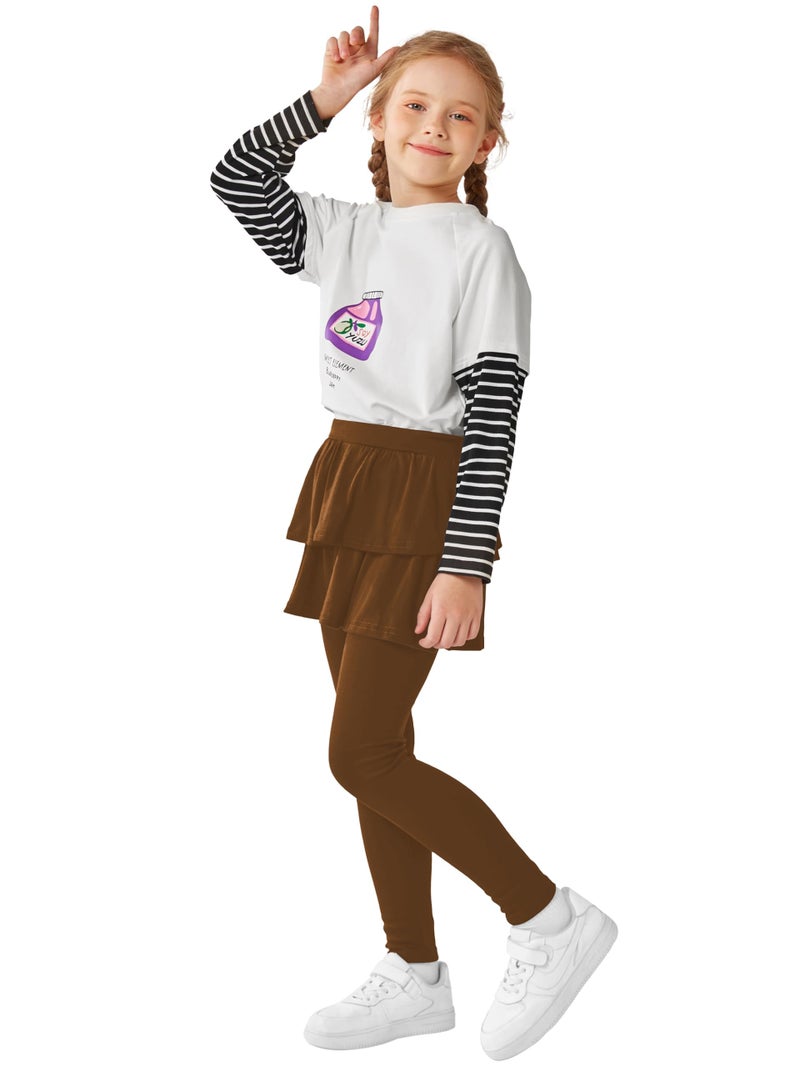 Resinta 2 Pack Girls Leggings Uniform Pants Legging with Skirts Stretch Warm Pant 4-14 Years - Image 5
