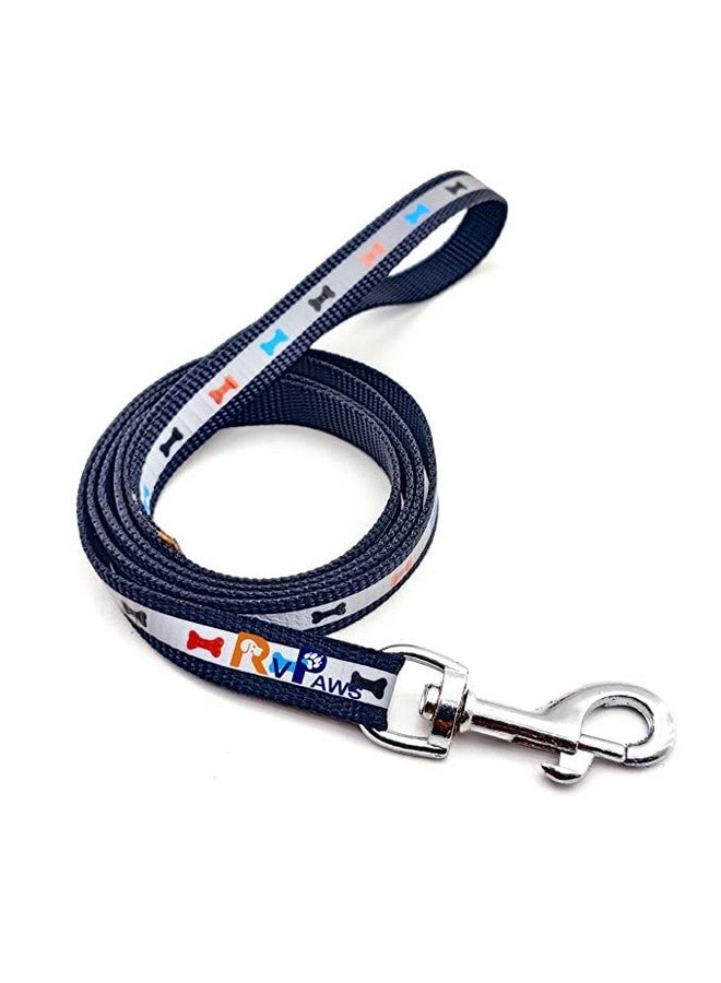 طقم حزام عاكس مطبوع من النايلون الناعم ومقود بإبزيم قابل للتعديل مع حلقة معدنية على شكل حرف D للكلاب الصغيرة والجراء والقطط والقطط الصغيرة - 15 مم (أسود) - Image 2