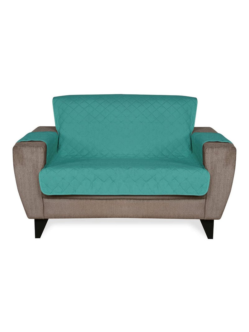 Home @home by Nilkamal 2 Seater Reversible Sofa Cover 179 cm x 223 cm, Indigo & Sea Green, Standard - Image 2