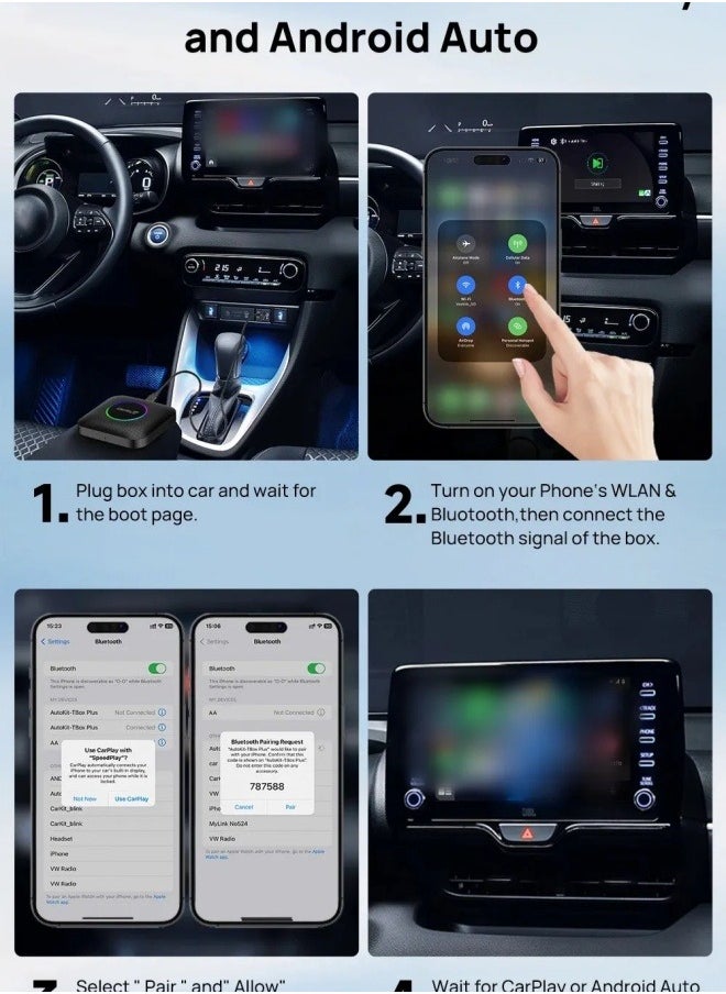 Carlinkit - 4G+64GB CarlinKit CarPlay Ai TV Box LED Plus Android13 QCM 6225 8-Core Wireless CarPlay Android Auto For Wired CarPlay 4GLTE - Image 1