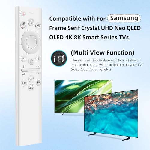 Seayoo BN5901391A Solar Frame TV Remote Replacement for Samsung Smart TV with Voice Bluetooth Rechargeable Solar Cell Compatible with Samsung 2020 to 2025 Neo LED 4K Ultra HD TV Samsung Frame Remote - Image 3