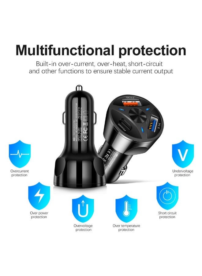 شوبي شاحن سيارة PD نوع-C 3 في 1 شحن فائق السرعة & محطة شاحن سيارة USB 2 منافذ QC3.0 لأجهزة اللابتوب والهواتف - Image 2