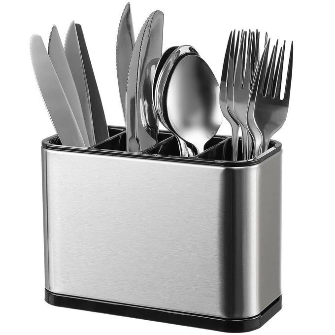 STAINLESS STEEL KITCHEN UTENSIL HOLDER DRAINER COOKING UTENSIL HOLDER CUTLERY HOLDER FLATWARE HOLDER SINKWARE CADDY COUNTERTOP ORGANIZER MODERN RECTANGULAR DESIGN