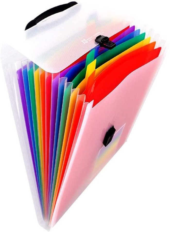 EKANTIK Rainbow File Folder 13 Pocket Portable Expanding Folders Document Organizer with Dividers/Pockets A4 Files for Business, Index Handle, Office, Study. (Pack of 1) - Image 1