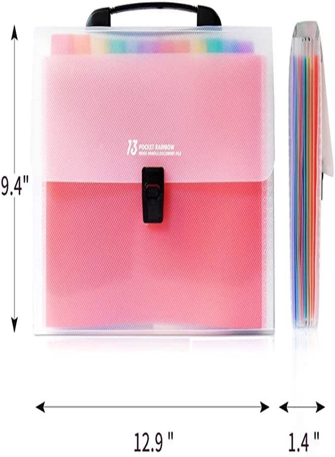 EKANTIK Rainbow File Folder 13 Pocket Portable Expanding Folders Document Organizer with Dividers/Pockets A4 Files for Business, Index Handle, Office, Study. (Pack of 1) - Image 5