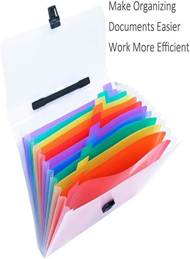 EKANTIK Rainbow File Folder 13 Pocket Portable Expanding Folders Document Organizer with Dividers/Pockets A4 Files for Business, Index Handle, Office, Study. (Pack of 1) - Image 2