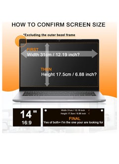 Generic شاشة خصوصية للكمبيوتر المحمول مقاس 14 بوصة متوافقة مع أجهزة HP Envy/Dell/Asus/Acer/Samsung/Lenovo، فلتر حماية العين ضد وهج الضوء الأزرق لجميع أجهزة الكمبيوتر المحمولة مقاس 14 بوصة بنسبة عرض إلى ارتفاع 16:9  - Image 3