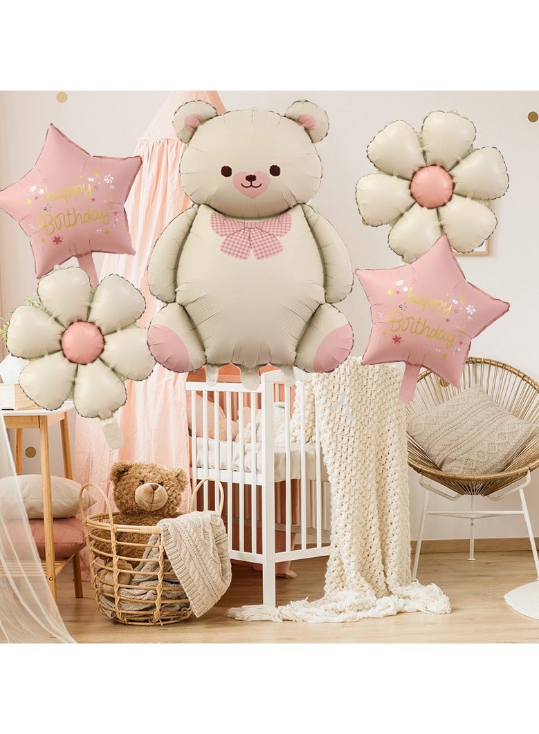 منطاد لطيف للدب والزهرة، منطاد رمادي للأطفال - Image 3