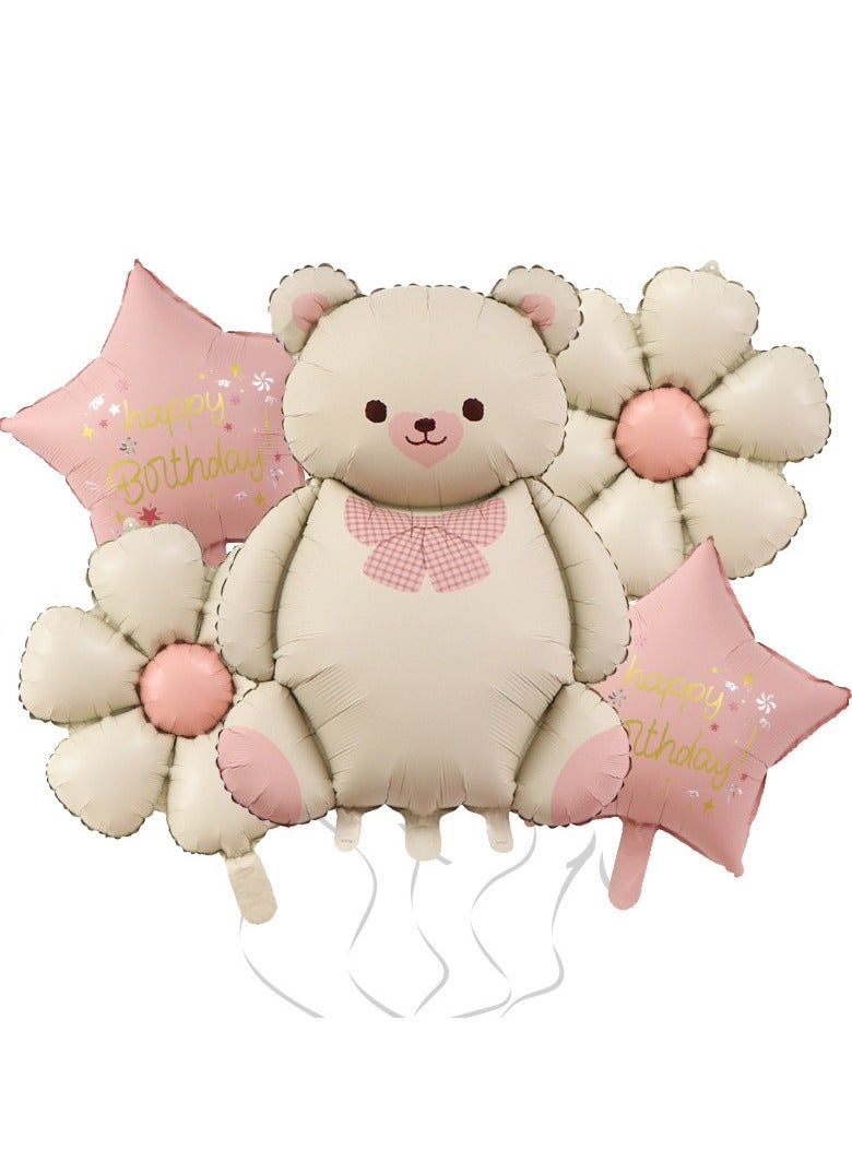 منطاد لطيف للدب والزهرة، منطاد رمادي للأطفال - Image 1