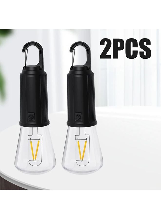 قطعتان من مصابيح LED تعمل بالطاقة الشمسية باللون الأسود، مع شحن عبر USB للإضاءة الخارجية في الحدائق والفسحات - Image 1