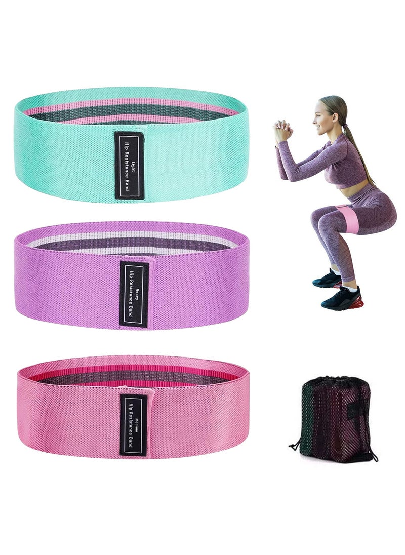 ACYYH Resistance Bands Set for Exercise, 3 Pack Hip Bands with Carry Bag, Non-Slip Fabric Bands for Legs and Glutes, Mint/Purple/Pink  - Image 1
