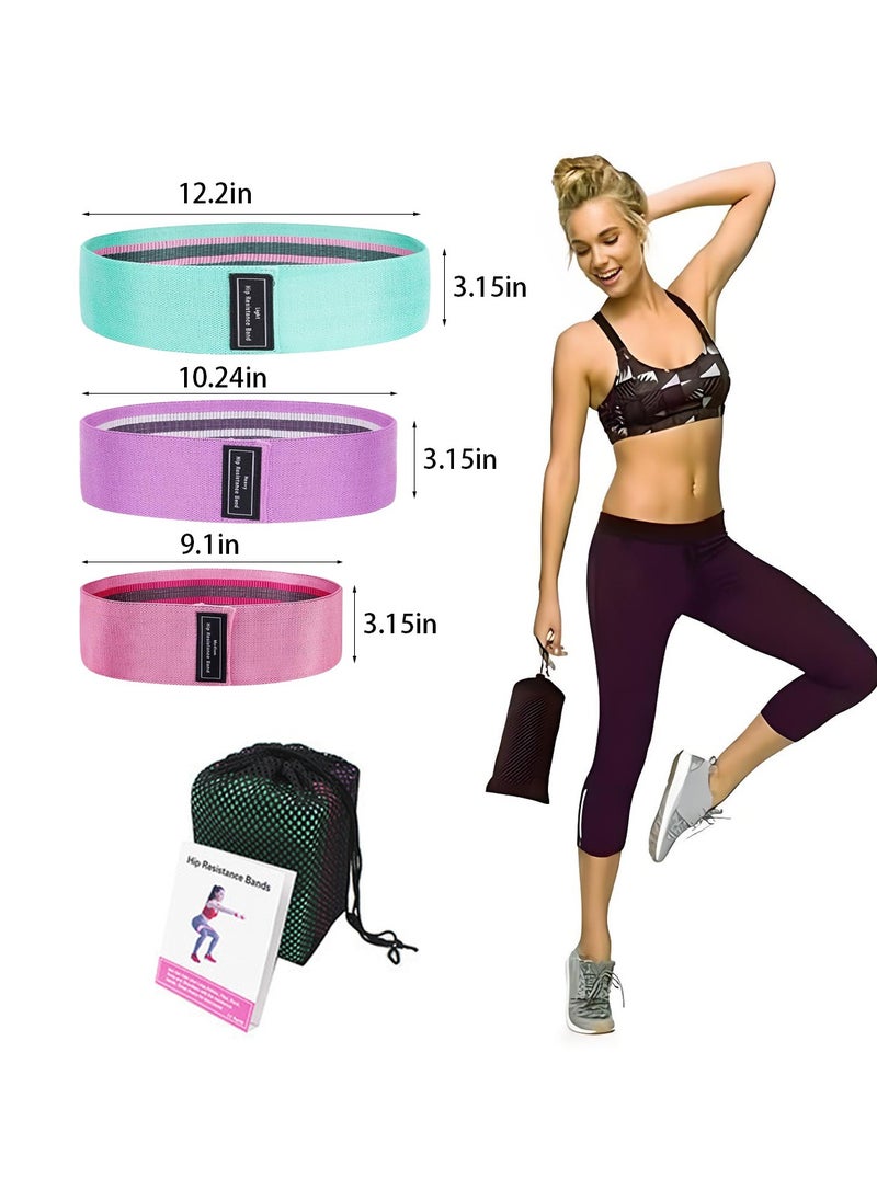 ACYYH Resistance Bands Set for Exercise, 3 Pack Hip Bands with Carry Bag, Non-Slip Fabric Bands for Legs and Glutes, Mint/Purple/Pink  - Image 2