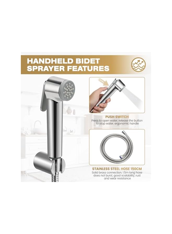 The Bros Bidet Sprayer for Toilet Wall Mounted High Pressure Bidet Sprayer for Personal Hygiene Toilet Cleaning Bathroom Pet Bath - Image 5