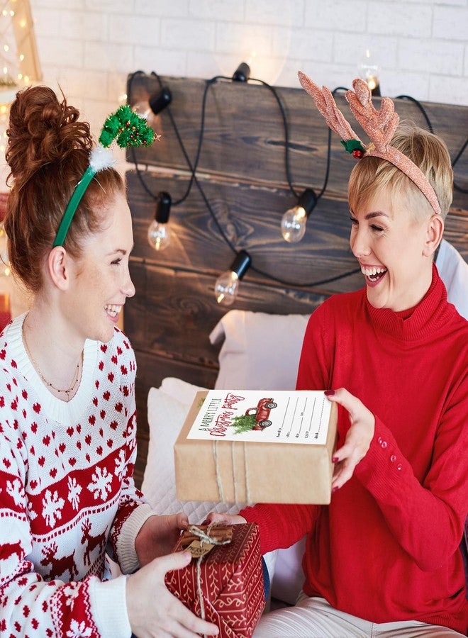 وولاين مجموعة بطاقات دعوة لحفلات عيد الميلاد من والين، 25 بطاقة، بتصميم شاحنة حمراء عتيقة بالألوان المائية، مع أظرف، بنمط مربعات باللونين الأحمر والأسود، مناسبة لحفلات أعياد الميلاد. - Image 4