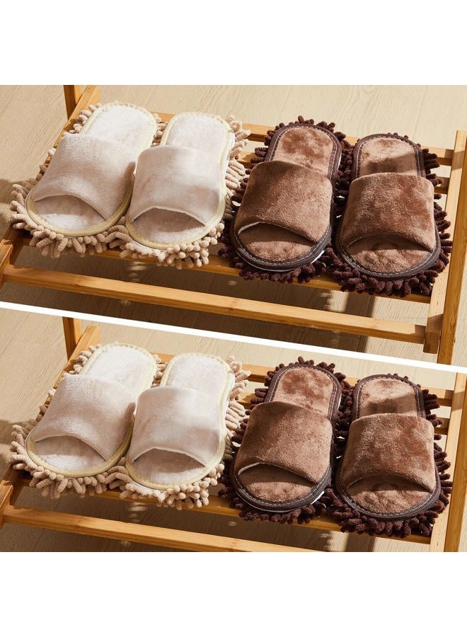 Jecery 4-Pair Washable Microfiber Mop Slippers - Detachable Dusting Shoes for Floor Cleaning, Office & Home Use - Suitable for Women & Men(Brown, Beige,M Size) - Image 5
