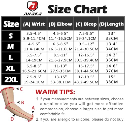 Ailaka Medical Compression Arm Sleeves for Men Women - 20-30 mmHg Lymphedema Compression Sleeves Support for Arms Pain - Image 5