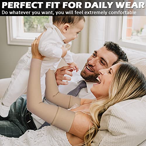 Ailaka Medical Compression Arm Sleeves for Men Women - 20-30 mmHg Lymphedema Compression Sleeves Support for Arms Pain - Image 4