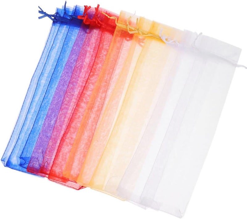 MAGICLULU 50pcs Organza Hand Fan Pouches with Adjustable Drawstring, Decorative Mesh Fan Storage Holder Bags for Wedding Favor and Party Candy Gift Wrapping - Image 1
