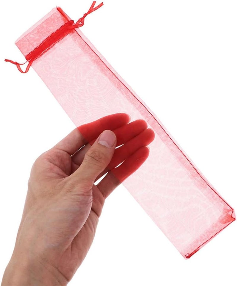 MAGICLULU 50pcs Organza Hand Fan Pouches with Adjustable Drawstring, Decorative Mesh Fan Storage Holder Bags for Wedding Favor and Party Candy Gift Wrapping - Image 4