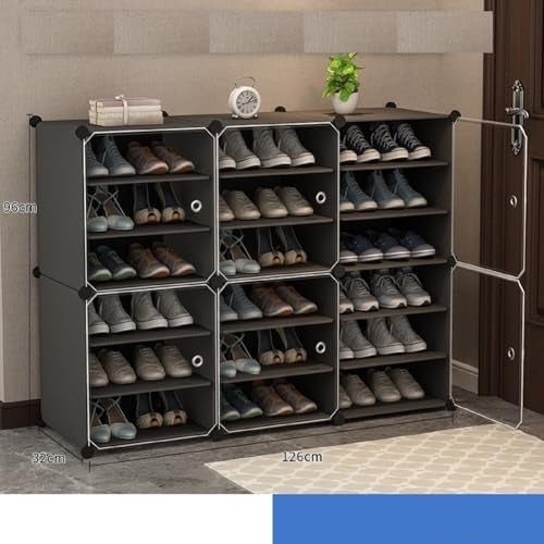KEEKOS Shoe Rack Plastic,Portable with Dustproof Door, Multi-Purpose Plastic for Home Foldable Portable Shelves Chappal, Slipper, Heels, Boots,Stand (Grey, 18-Shelf-6-Door) - Image 2