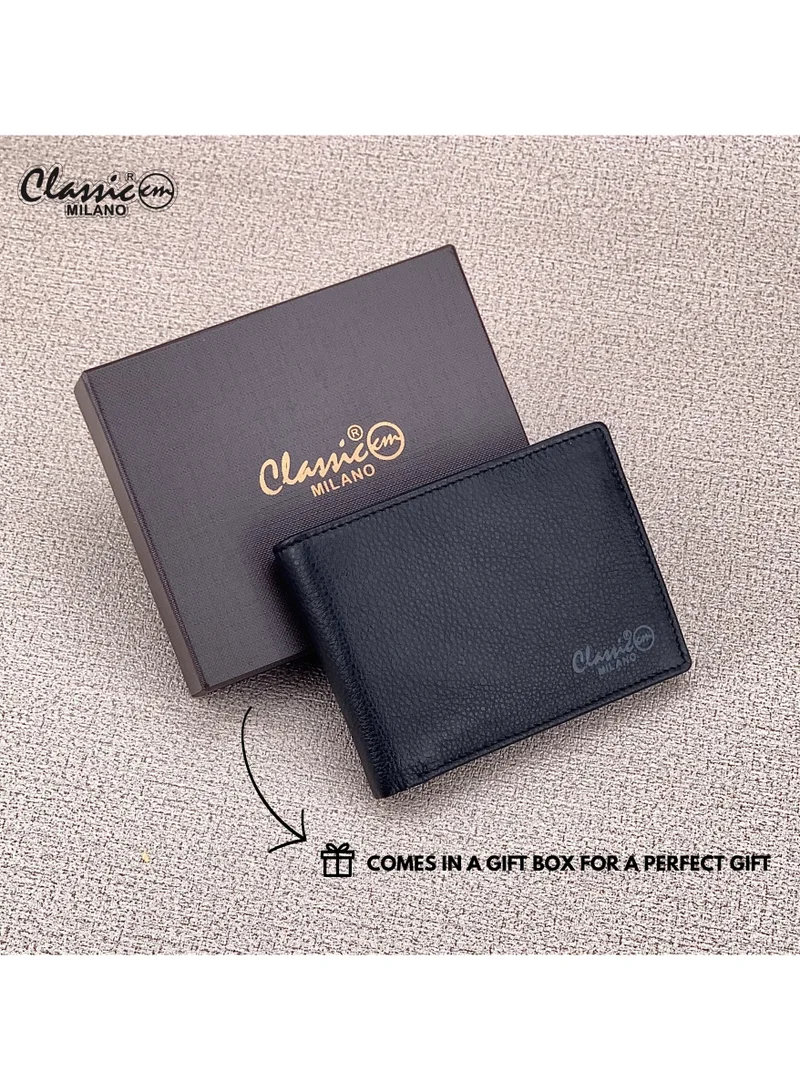 Classic Milano Black (CNH-7) Classic Milano Genuine Leather Wallet for Men – Slim Bifold Men’s Wallet with RFID Blocking, Multiple Card Slots – Stylish Mens Purse Wallets Gift for Husband, Father for Men | Best Price UAE