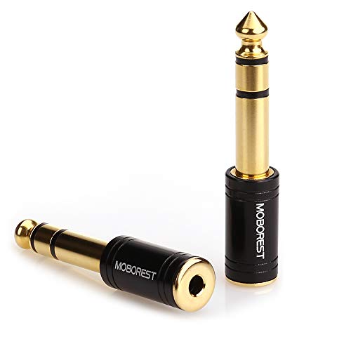 MOBOREST 3.5mm to 1/4" Adapter - Authentic Genuine Universal 6.35mm Pure Copper Adapter Jack - 3.5mm (1/8 Inch) Female to 6.35mm (1/4 Inch) Male Headphone Adapter, Black Fashion 2-Pack - Image 4