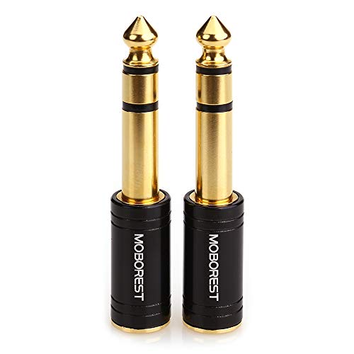 MOBOREST 3.5mm to 1/4" Adapter - Authentic Genuine Universal 6.35mm Pure Copper Adapter Jack - 3.5mm (1/8 Inch) Female to 6.35mm (1/4 Inch) Male Headphone Adapter, Black Fashion 2-Pack - Image 2