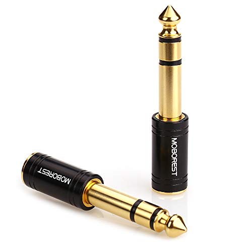 MOBOREST 3.5mm to 1/4" Adapter - Authentic Genuine Universal 6.35mm Pure Copper Adapter Jack - 3.5mm (1/8 Inch) Female to 6.35mm (1/4 Inch) Male Headphone Adapter, Black Fashion 2-Pack - Image 3